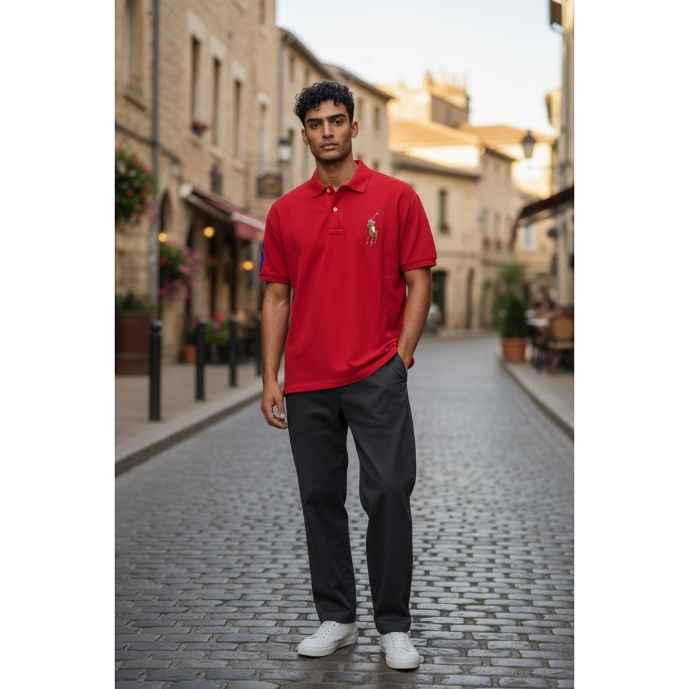 Polo Ralph Lauren Mens The Skinny Polo Red Big Pony Logo Short Sleeve Shirt XL